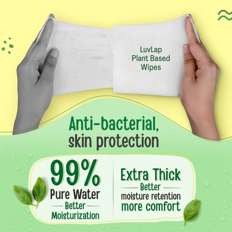 Luvlap Plant Based 99% Pure Water Baby Wipes - Buy 1 Get 1 Free | 72 Pulls Per Pack