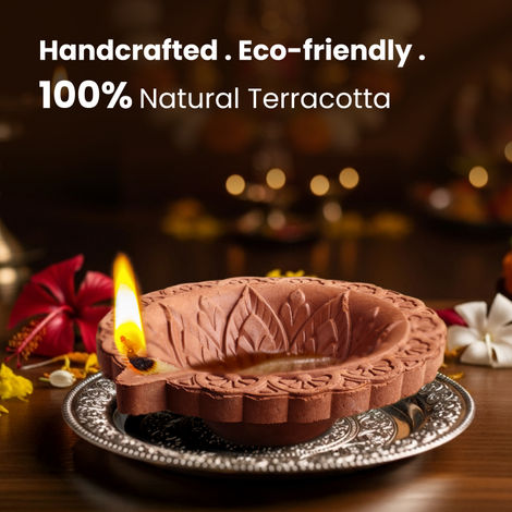 Large Round Mitti Diya - Handcrafted Traditional Clay Oil Lamp | Clay Diya | 1 Pcs | Cycle