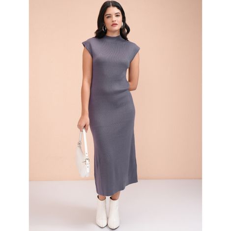 Tokyo Talkies Women's Solid Bodycon Sweater Dress | Purple - S