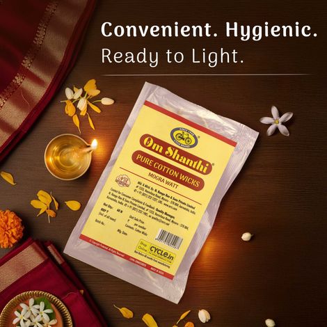 Pure Om Shanthi Cotton Wicks Mogra Watt | 60N | Cycle