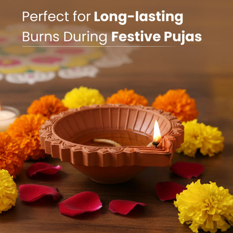 Big Clay Mitti Diya - 5 Inch | Terracotta Oil Lamp with Floral Design | Cycle