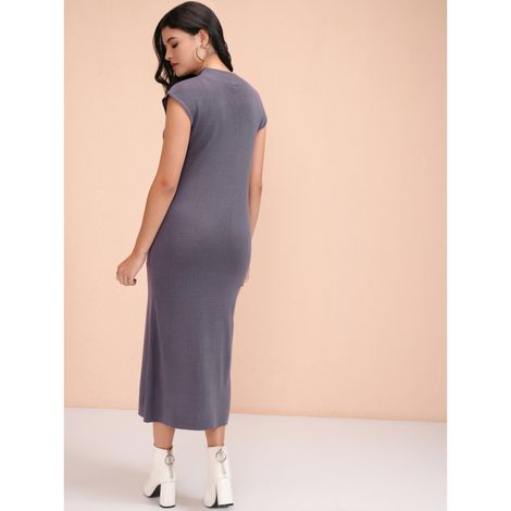 Tokyo Talkies Women's Solid Bodycon Sweater Dress | Purple - S