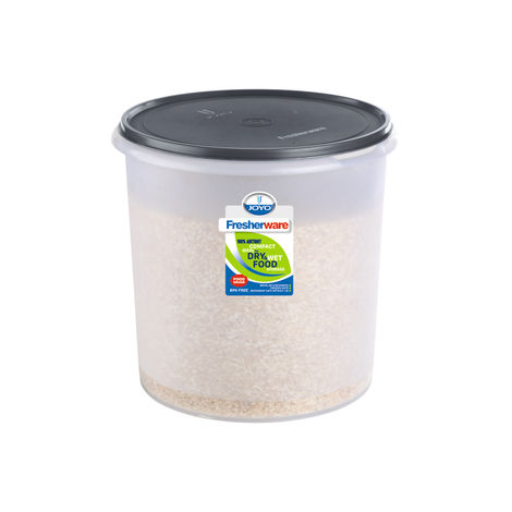 Joyo Fresherware Round Plastic Containers|Bpa Free|For Rice, Dal, Atta & Flour-15 Ltr-Assorted