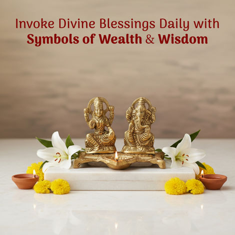 Pure Metal Lakshmi Ganesh Idol with Diya for Puja, Mandir & Diwali Decoration | Cycle