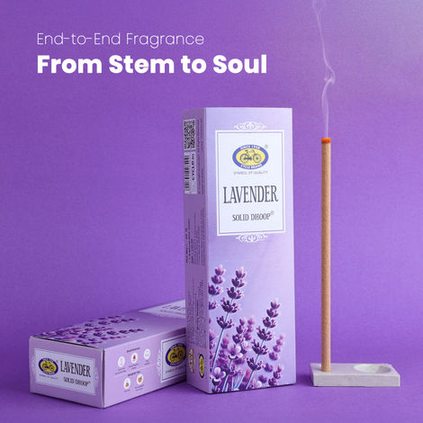 Pure Lavender Bambooless Solid Dhoop Stick | 6 Inch | Pack Of 50 Sticks | Cycle