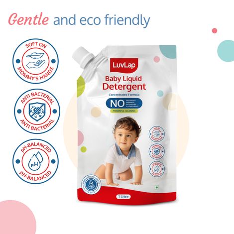 LuvLap Baby Laundry Detergent Refill pack- 1000ml, Safe for baby skin, Enriched in Aloe Vera