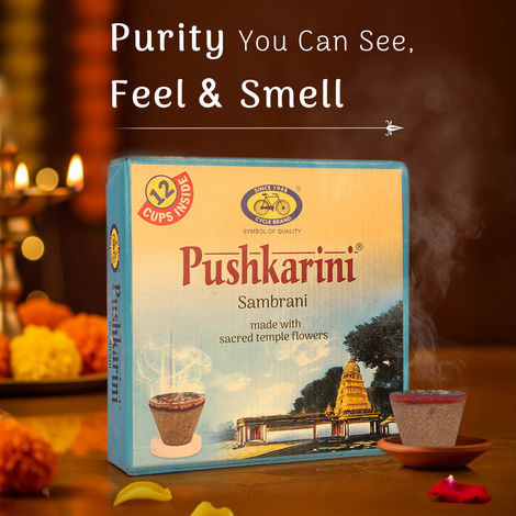 Pure Pushkarini Sambrani Cups| 12 Cups | Cycle