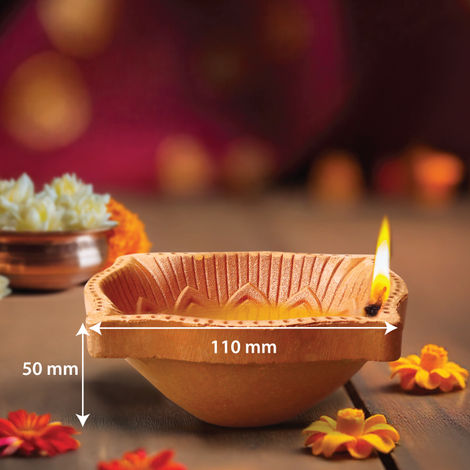 Large Square Mitti Diya - Handcrafted Traditional Clay Oil Lamp | 1 Pcs | Cycle