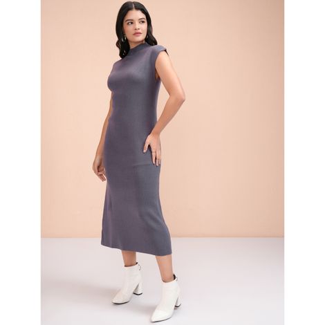 Tokyo Talkies Women's Solid Bodycon Sweater Dress | Purple - S