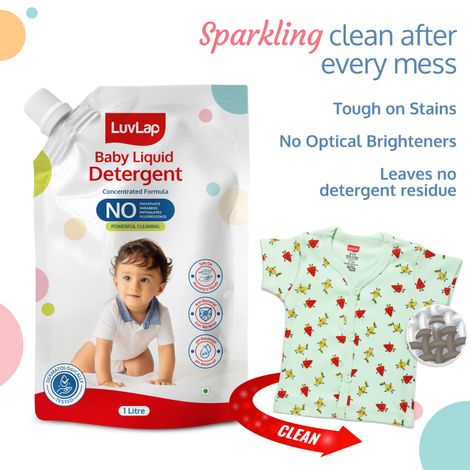 LuvLap Baby Laundry Detergent Refill pack- 1000ml, Safe for baby skin, Enriched in Aloe Vera