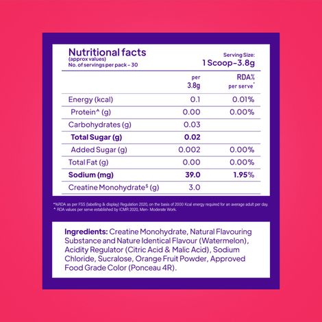 Yoga Bar Creatine Monohydrate-Micronized & Power-Packed  Strength & Performance, Watermelon Flavor