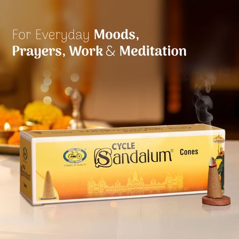 Pure Sandalum Charcoal-Free And Bambooless Incense Cones | 64N | Cycle