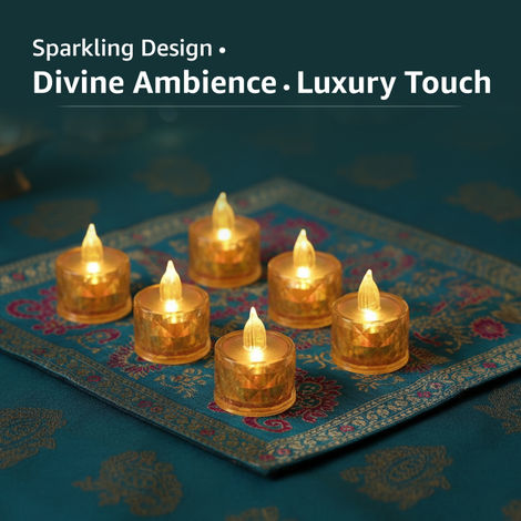 Crystal Diya | Elegant Decorative Diyas for Festive Lighting | Pack Of 6 | Cycle