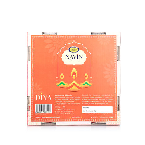 Decorative Clay Diya | Red & Green | Pack Of 4 | Cycle