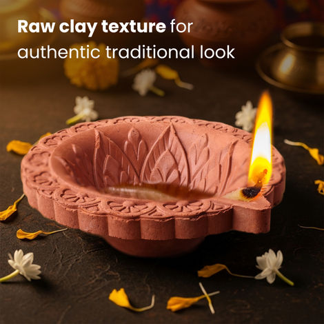 Large Round Mitti Diya - Handcrafted Traditional Clay Oil Lamp | Clay Diya | 1 Pcs | Cycle