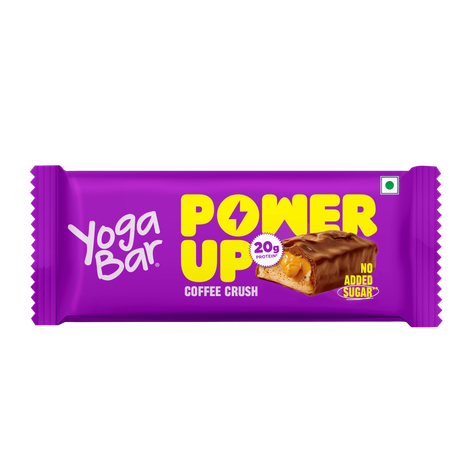 Yoga Bar Power Up 20g Protein Bar Coffee Rush, No Added Sugar, Whey Protein Concentrate, Isolate