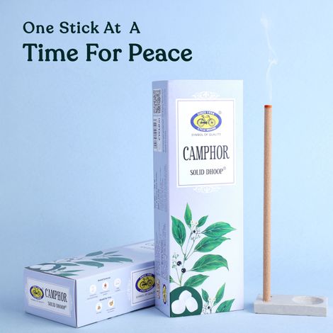Pure Camphor Bambooless Solid Dhoop Stick | 6 Inch | 50 Sticks Pack | Cycle