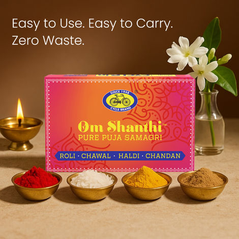 Cycle Om Shanthi Roli Chawal Set | Roli | Chawal | Haldi | Chandan | From House of Cycle