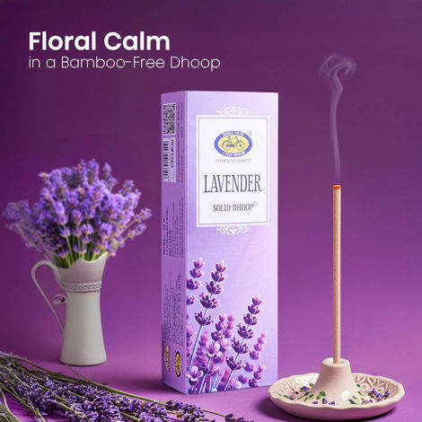 Pure Lavender Bambooless Solid Dhoop Stick | 6 Inch | Pack Of 50 Sticks | Cycle