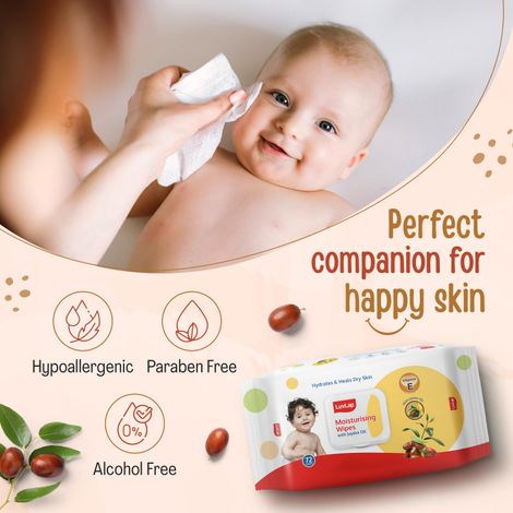 Luvlap Baby Wipes Jojoba With Lid - Buy 2 Get 1 Free | 72 Pulls Per Pack