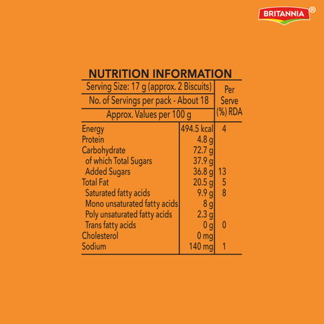 Britannia Treat Orange Creme Sandwich Biscuits | Trans Fat-free