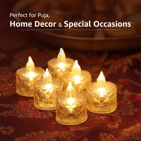 Crystal Diya | Elegant Decorative Diyas for Festive Lighting | Pack Of 6 | Cycle