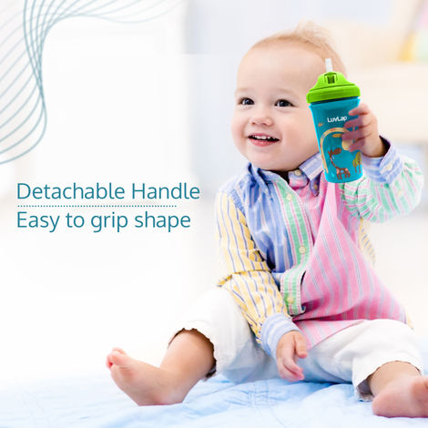 LuvLap Tiny Giffy Sippy Cup, Silicone Straw, BPA Free, 300 ml 18m+ (Green)