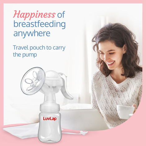 Luvlap Manual Breast Pump, 3 Level Suction Adjustment, Easy Massage Cushion, Painless, BPA Free