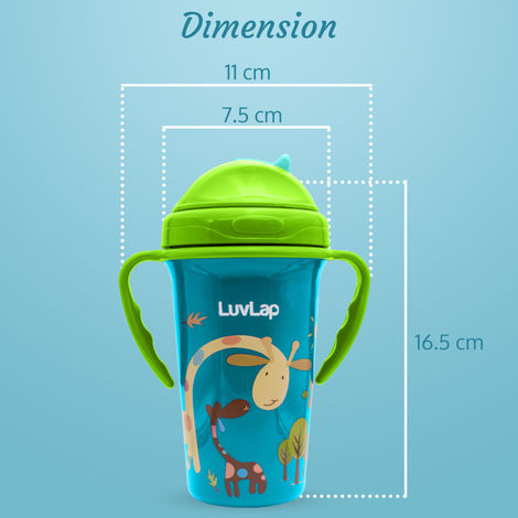 LuvLap Tiny Giffy Sippy Cup, Silicone Straw, BPA Free, 300 ml 18m+ (Green)