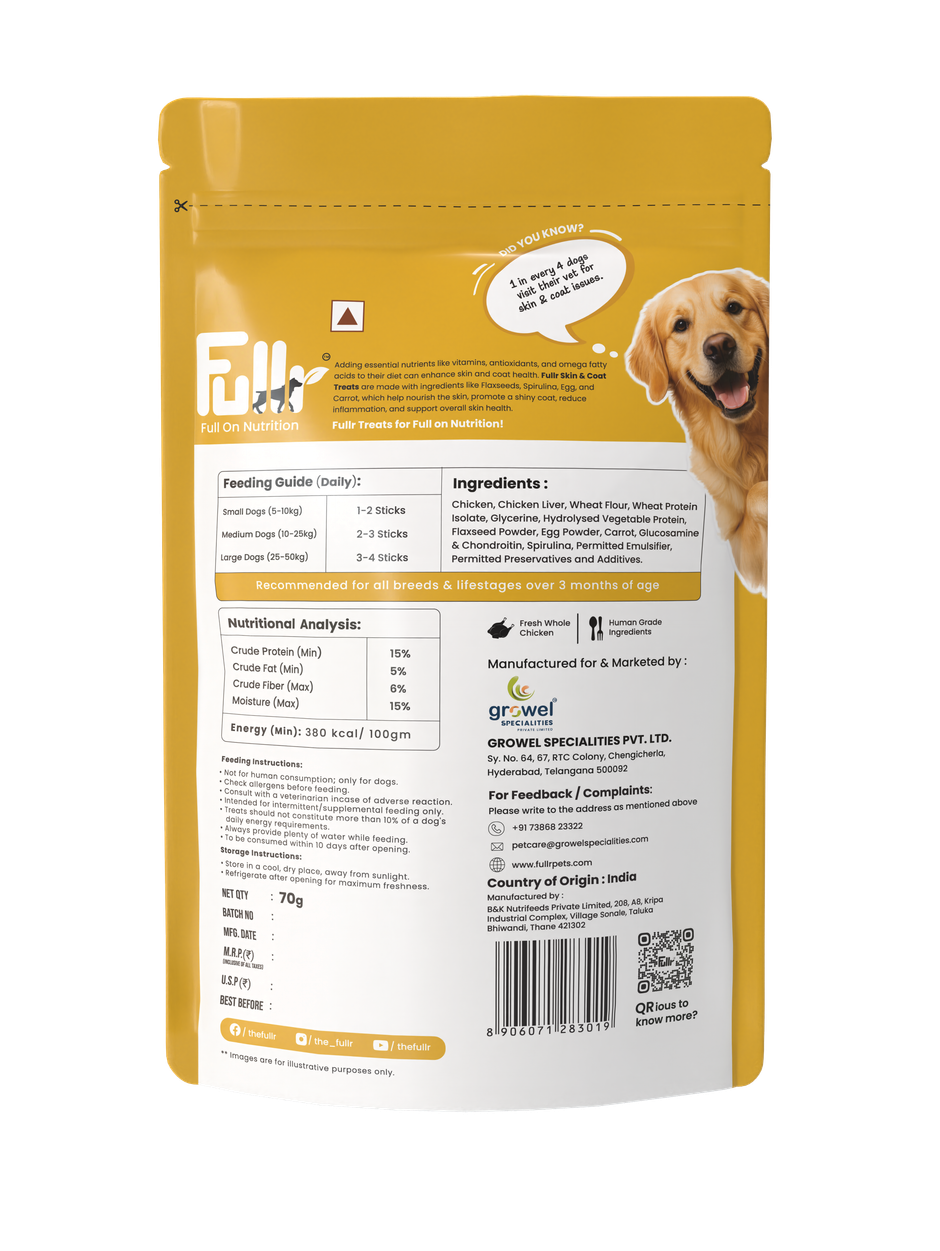 Fullr Skin & Coat Dog Biscuits for All Life Stages, Dog Treats Made with Salmon, Egg & Flaxseed