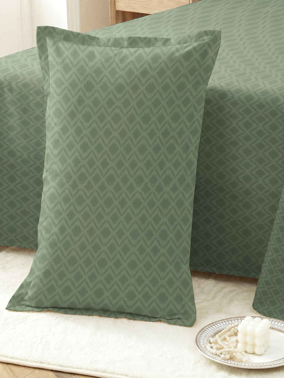 Dream Living Embossed Double Bedsheet Set | Olive - 220 x 250 cm