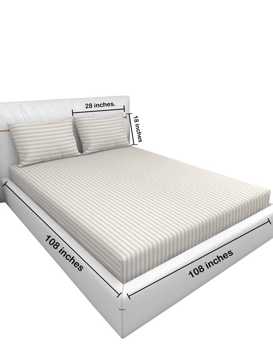 Homeharmony Double Plain Beige Lining Bedsheet | With 2 Pillow Covers | Beige | 87 x 98 in