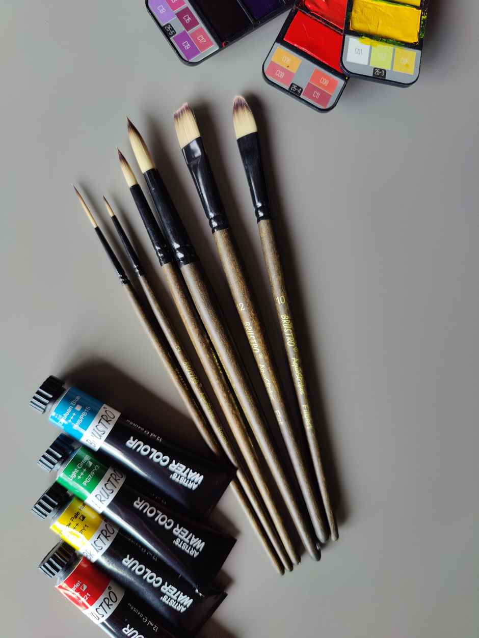 Brustro AquaStrokes Artist Brushes | Ideal for Watercolour, Gouache, Acrylics, Oil Brush