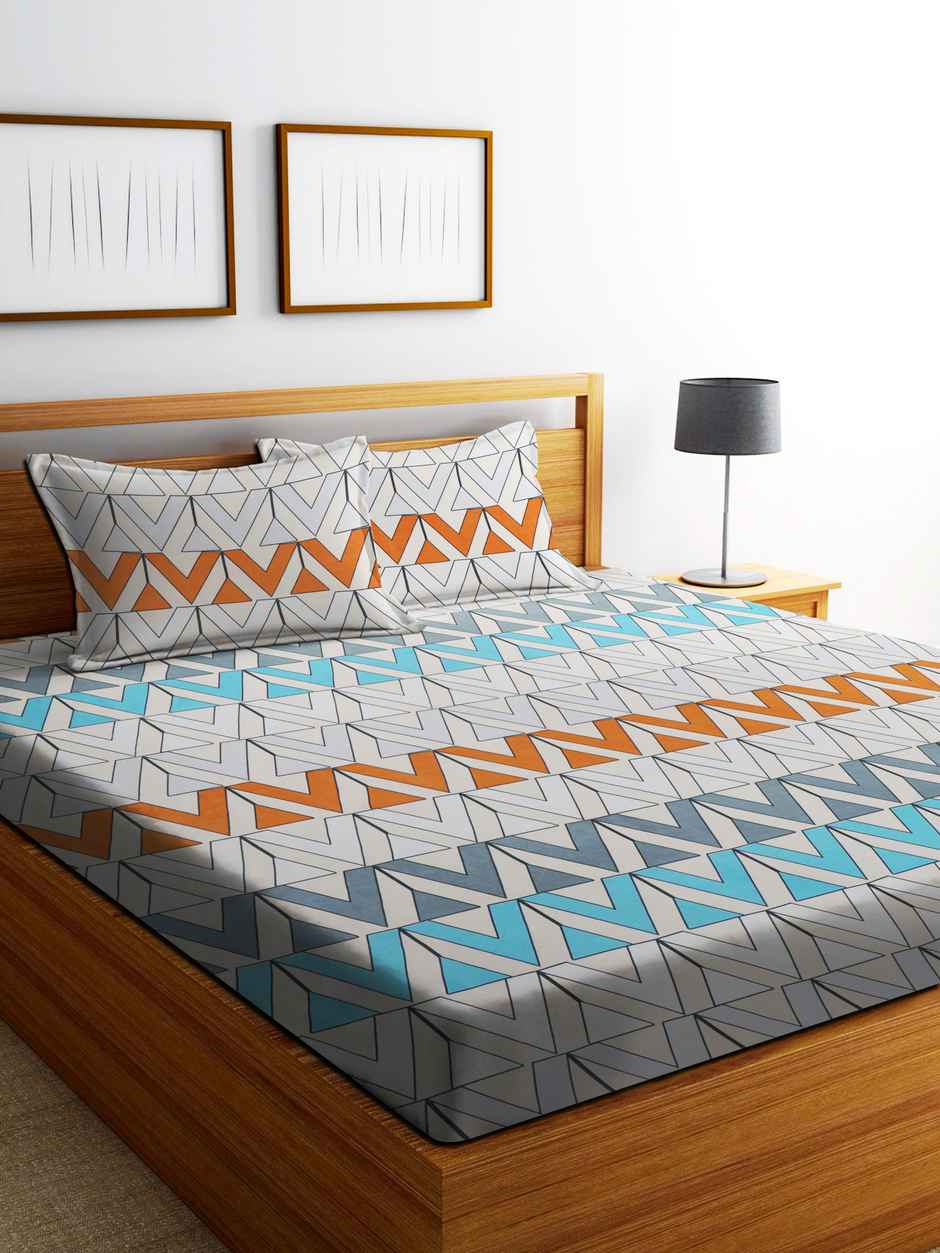 Dream Living Chevron Micropeach | 125 Gsm Double Bedsheet With 2 Pillow Covers | Beige