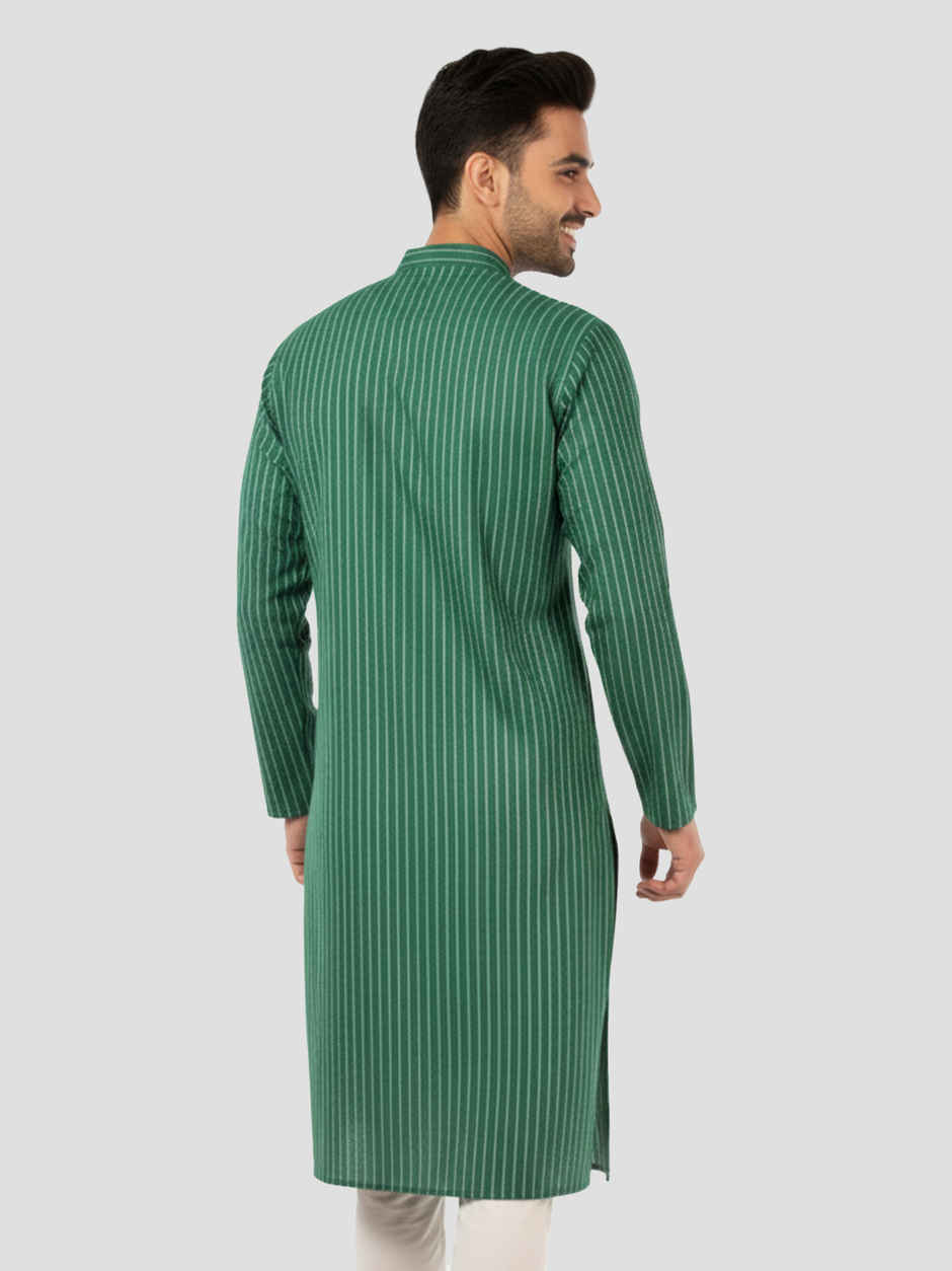 Vastramay Men's Cotton Kurta | Green - S