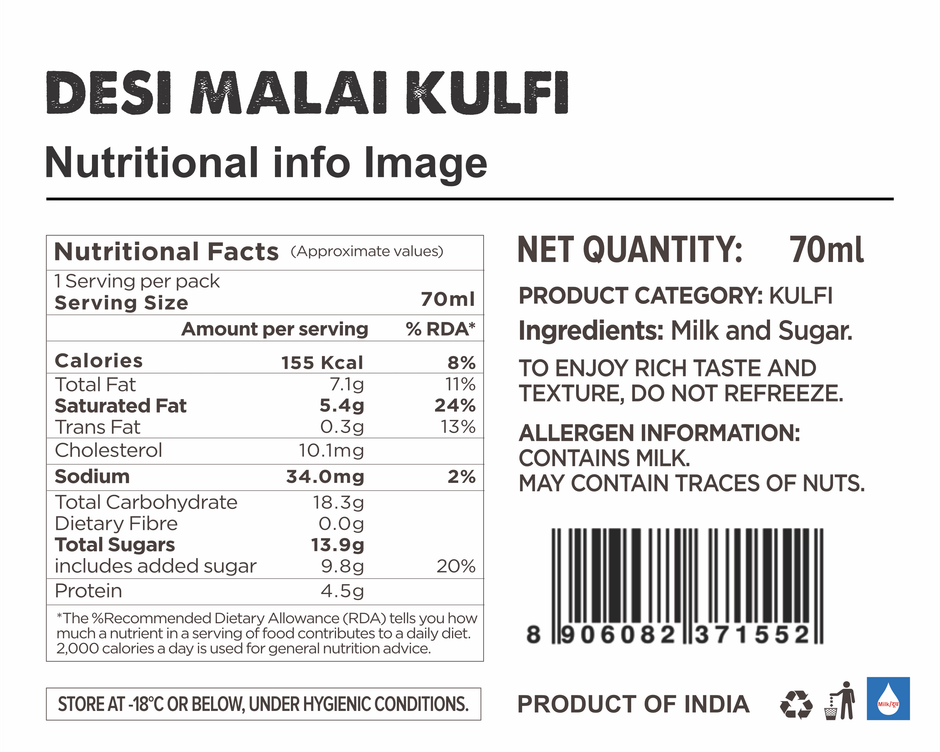 Grameen Desi Malai Kulfi Ice Cream Stick Combo