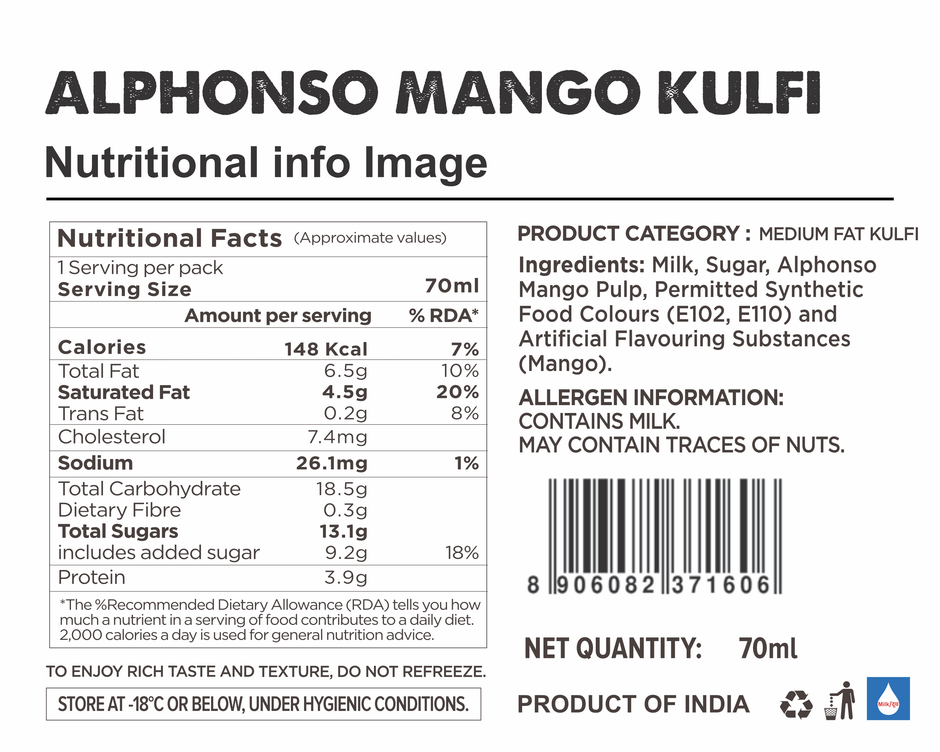 Grameen Mango Kulfi Ice Cream Stick