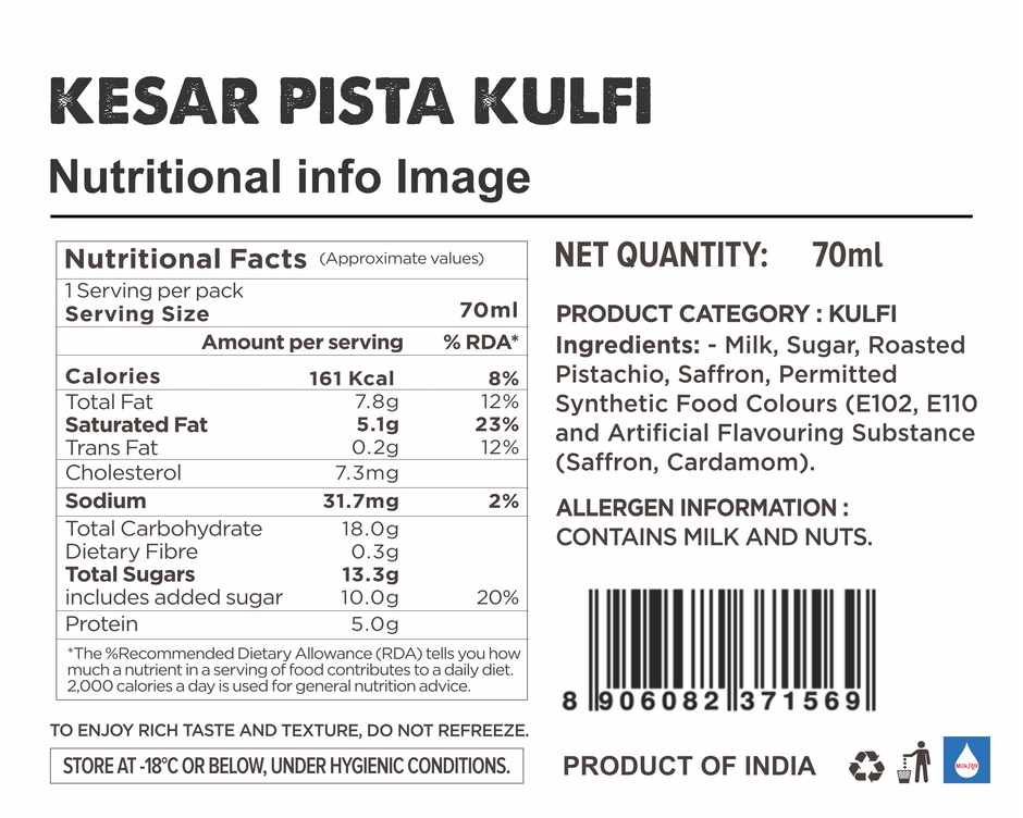 Grameen Kesar Pista Kulfi Ice Cream Stick