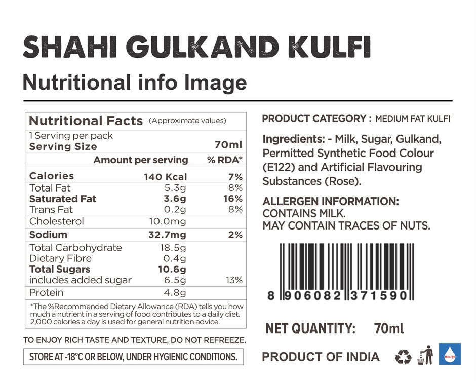Grameen Shahi Gulkand Kulfi Ice Cream Stick Combo