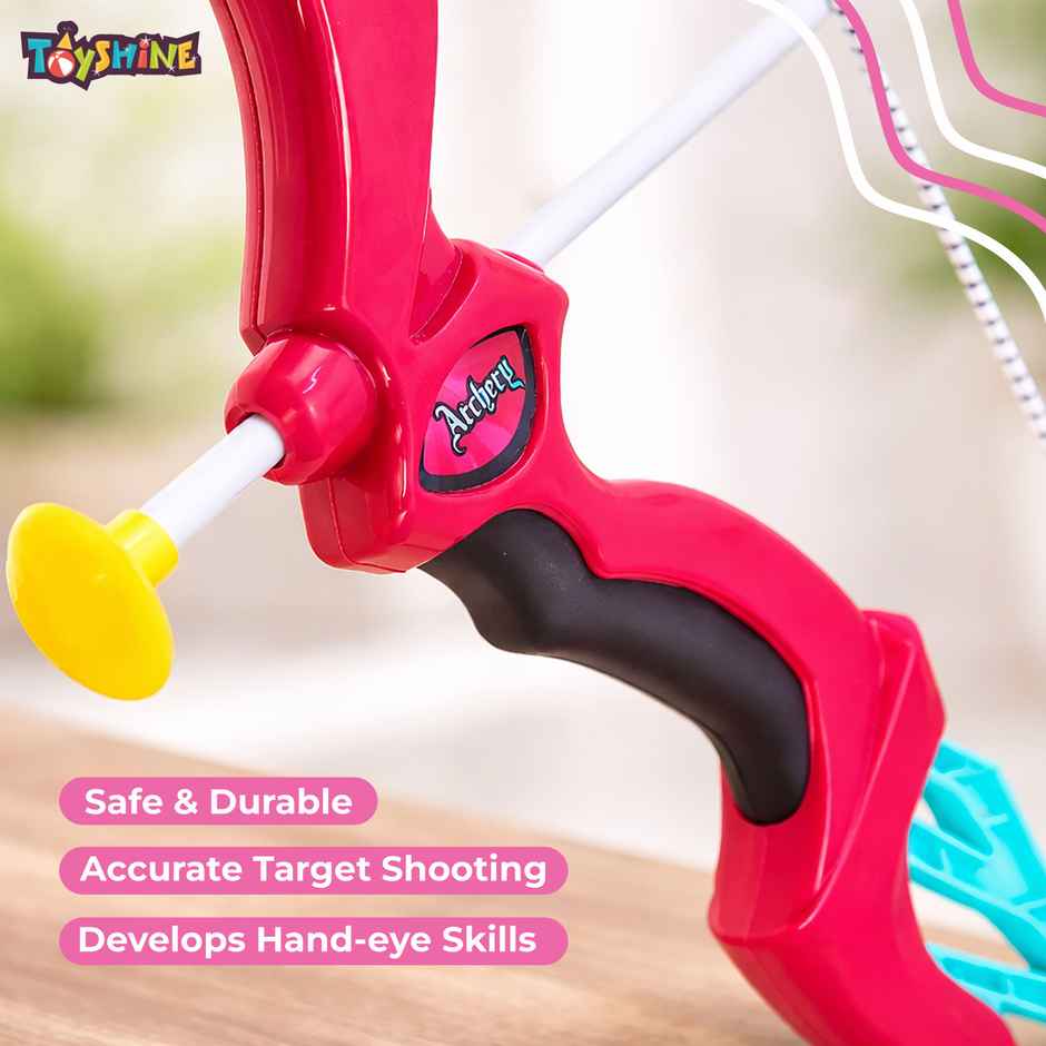 Toyshine Plastic Bow & Arrow Set with Quiver & Target | Pink