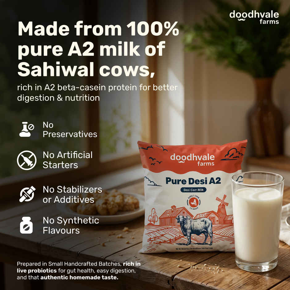 Doodhvale Farms Pure Desi A2 Cow Fresh Milk | Pouch