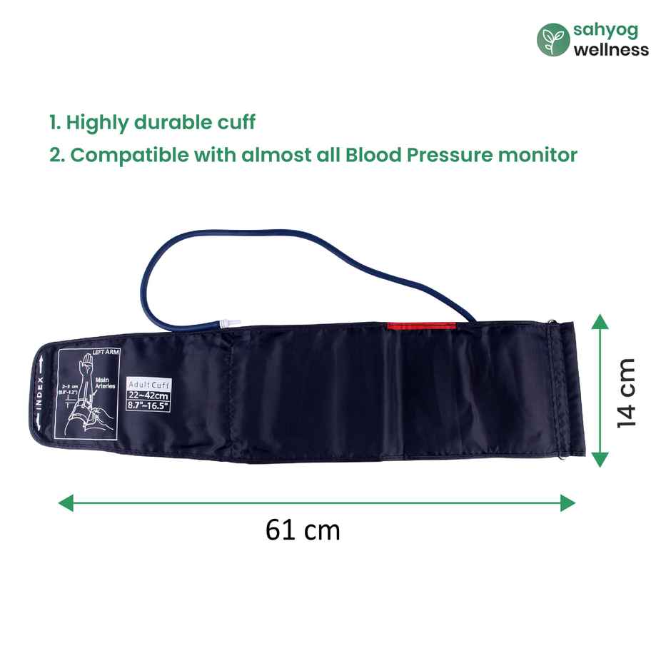 Sahyog Wellness Single Tube Extra Long XXL Size Blood Pressure Monitor Machine Cuff - Dark Blue