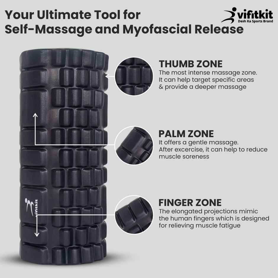 Xtrim Massage Foam Roller for Body Pain, Muscle Recovery and Stretching - Black