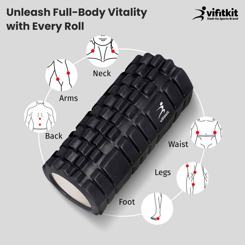 Xtrim Massage Foam Roller for Body Pain, Muscle Recovery and Stretching - Black
