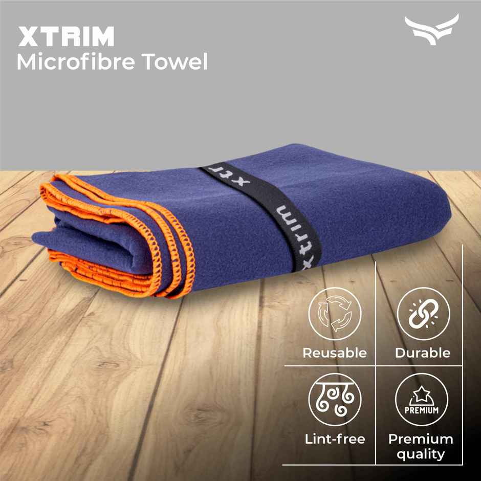 Xtrim Microfiber Quick Dry Bath, Gym, Sports Towel | Medium- 36 in | 180 GSM | Navy Blue