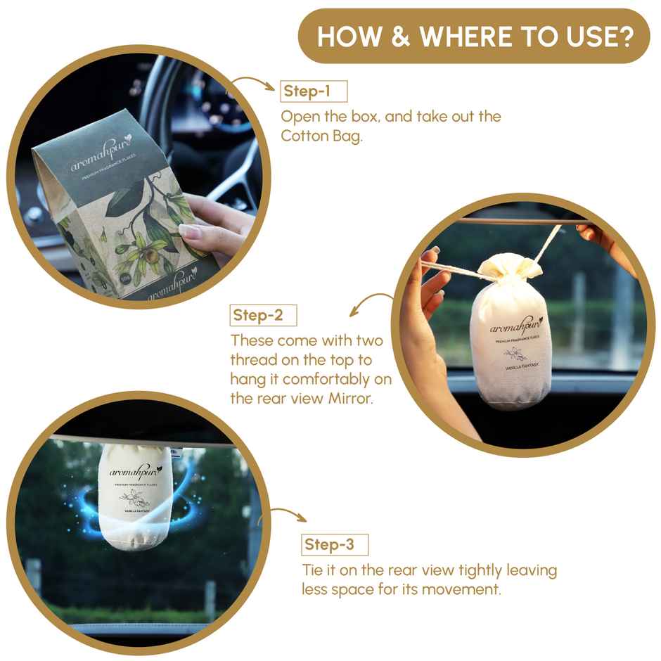 Aromahpure Premium Car Perfume Fragrance Flakes - Vanilla Fantasy | Last Upto 30 days
