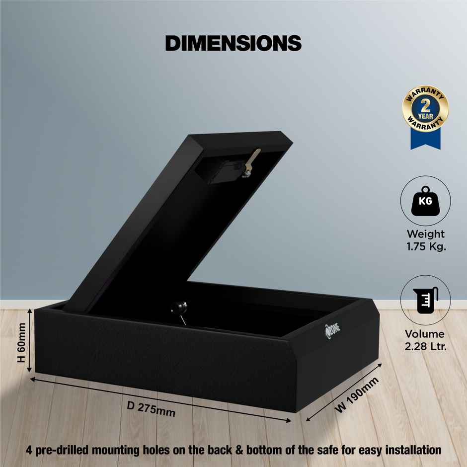 Ozone Ezee | Personal Safe Locker for Home & Office | 2.28 Litres