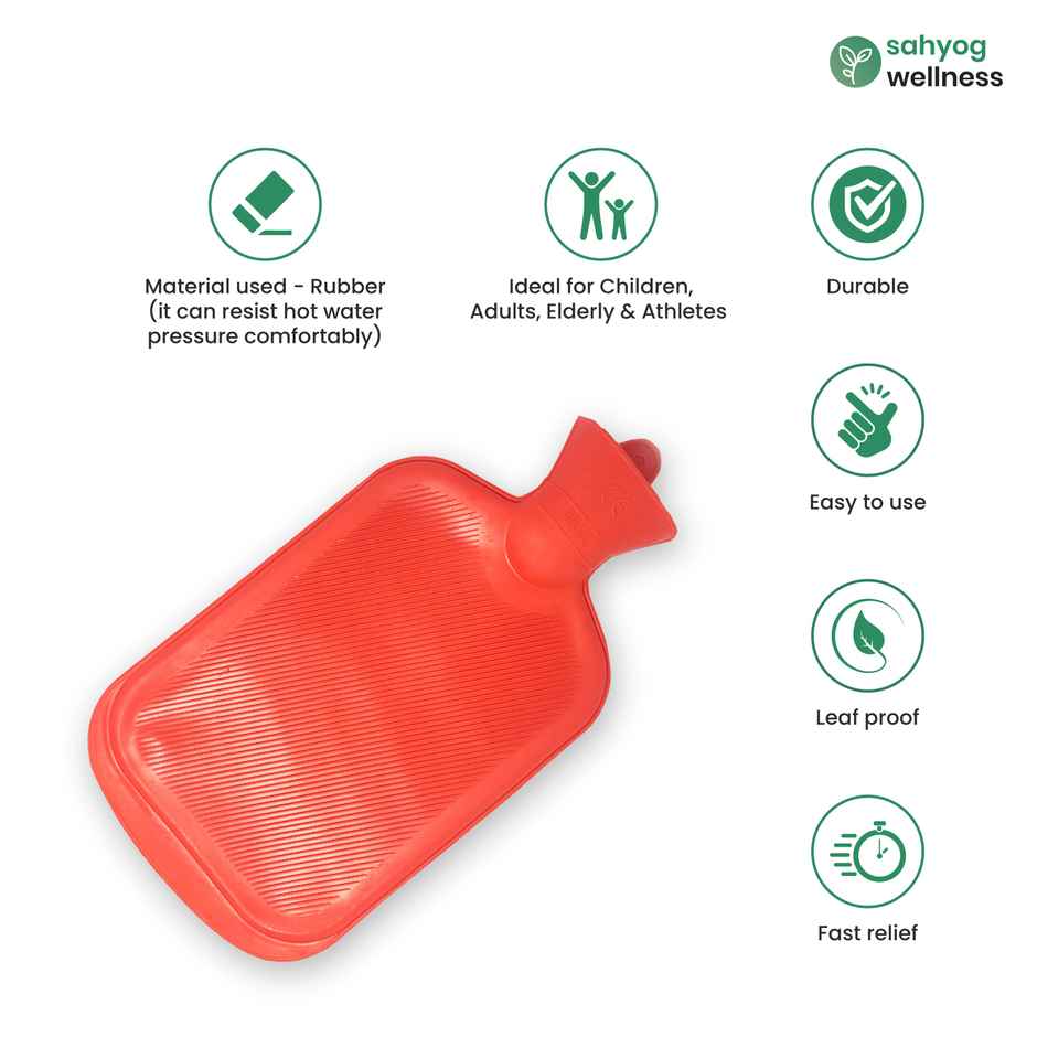 Sahyog Wellness Rubber Hot Water Bottle Red with cover