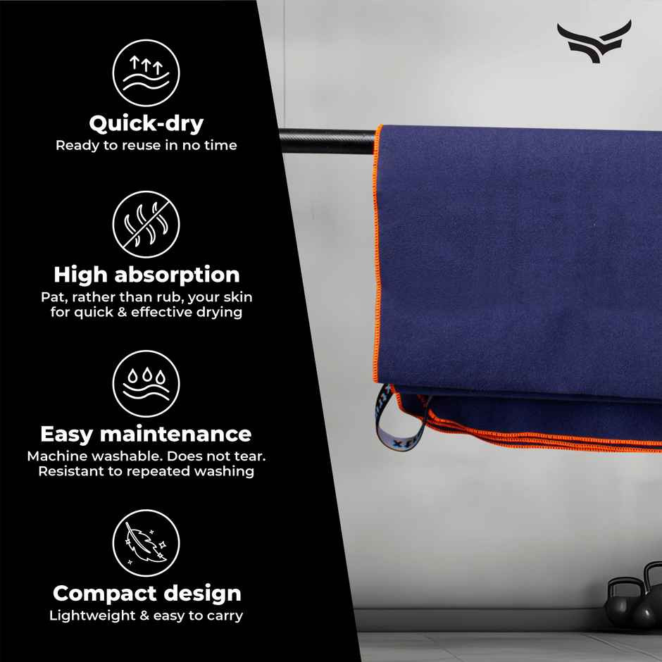 Xtrim Microfiber Quick Dry Bath Towel, Gym Towel, Swimming/Sports Towel | 180 GSM | M | Navy Blue