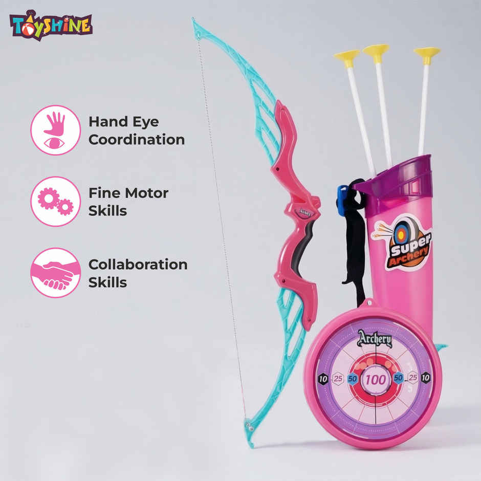 Toyshine Plastic Bow & Arrow Set with Quiver & Target | Pink